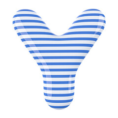 Letter Y Stripes Balloon Alphabet Blue With Generative AI