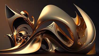 Abstract golden textile cloth wallpaper background illustration. AI generative