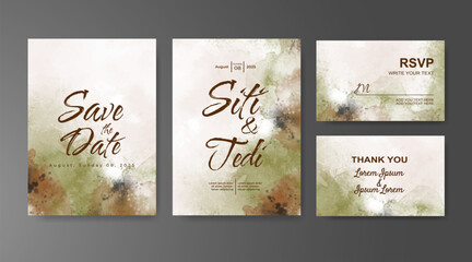 Wedding invitation with abstract watercolor background