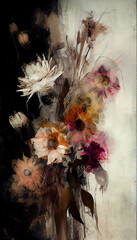 Beautiful Floral Decay Watercolor Painting Wallpaper Moody Floral Background Generative AI  