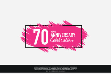 70 year anniversary celebration vector pink design  in black frame on white background abstract illustration logo 