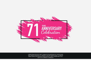71 year anniversary celebration vector pink design  in black frame on white background abstract illustration logo 