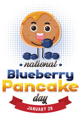 Happy national blueberry pancake day banner design