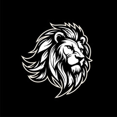 Vector of lion head logo design template with monochrome and vintage style for sport or gaming