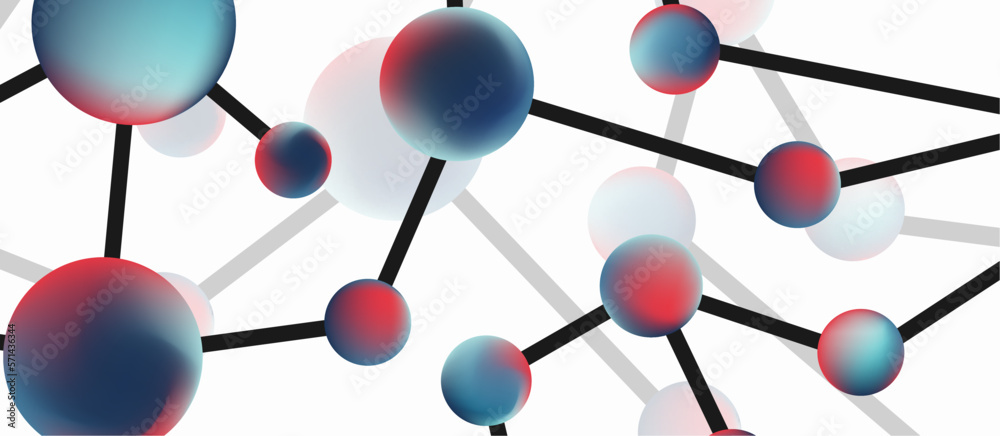 Poster line points connections geometric landing page background. fluid circles and spheres with liquid gra