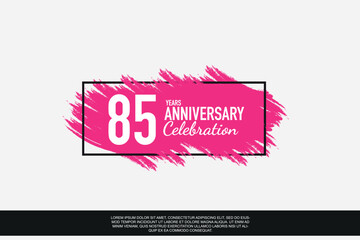 85 year anniversary celebration vector pink design  in black frame on white background abstract illustration logo 