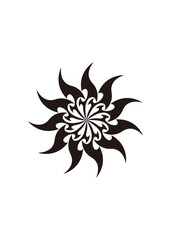 服の模様やタトゥー、ファッションにも映えるトライバルデザインのフラワーモチーフ、ベクターイラスト素材	