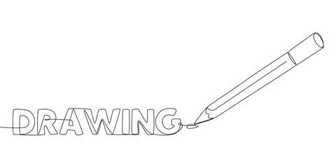 One continuous line of Drawing text written with a pencil, felt tip pen. Thin Line Illustration vector concept. Contour Drawing Creative ideas.