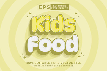 Editable text effect - Kids Food 3d Cartoon template style premium vector