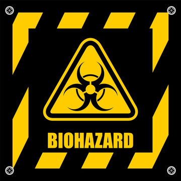 Warning, Biohazard sign and sticker vector