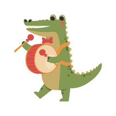 Naklejka premium crocodile with drum