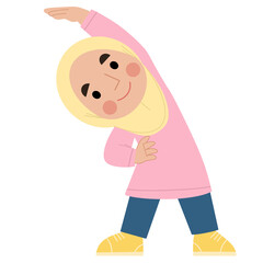 Illustration of a hijab girl exercising