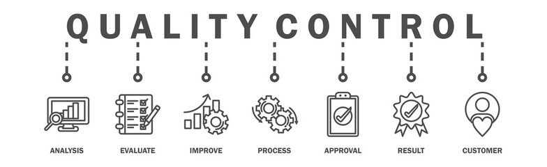 Quality control banner web icon vector illustration concept for product and service quality...
