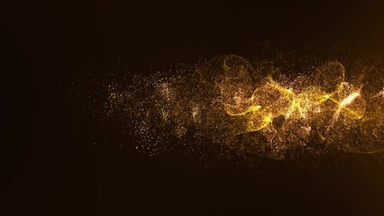Futuristic abstract de-focus luxurious gold particles flowing in cyber space environment background - Powered by Adobe