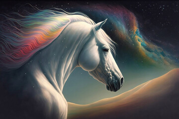 Obraz na płótnie Canvas Close-up of White Horse in Running
