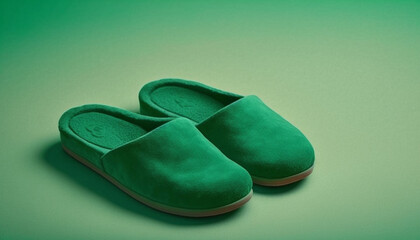 Slippers with green background created with Generative AI technology