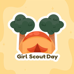 Scout Tent Of Girls Scout Day Sticker Set Concept