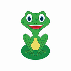 Cute little frog is sitting. isolated on white background. In cartoon style. Vector illustration.s