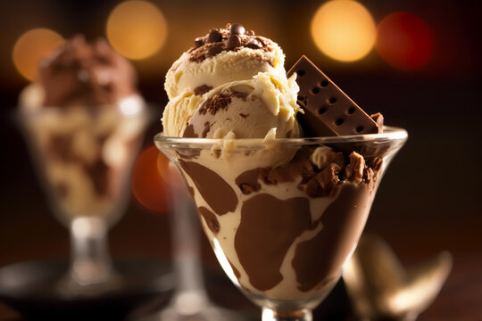 A chocolate ice cream sundae with, Generative Ai