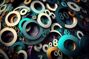 Abstract background made of many circles and figures.