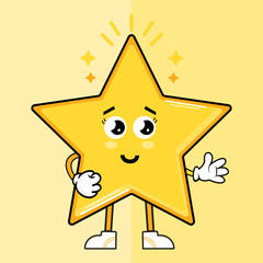 Adorable Cute Star Character Vector Illustration, This character is often used as a design for toy products, clothing, accessories, stationery, and other merchandise