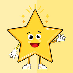 Adorable Cute Star Character Vector Illustration, This character is often used as a design for toy products, clothing, accessories, stationery, and other merchandise