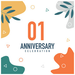 01st anniversary celebration vector colorful design  on white background abstract illustration