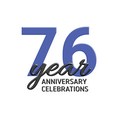76th anniversary celebration logo design. vector festive illustration. Realistic 3d sign. Party event decoration
