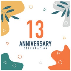 13th anniversary celebration vector colorful design  on white background abstract illustration