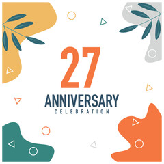 27th anniversary celebration vector colorful design  on white background abstract illustration