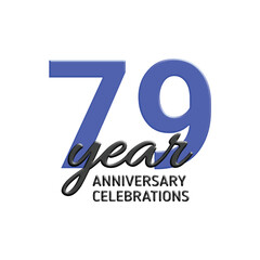 79th anniversary celebration logo design. vector festive illustration. Realistic 3d sign. Party event decoration
