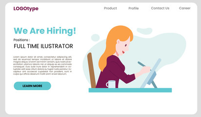 vector we are hiring landing page for web banner