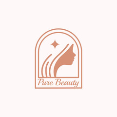 Face Beauty Beautiful Woman Girl Female with Hairstyle for Salon and Cosmetic  logo design vector