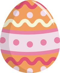 Orange and Pink Dot and Curve Line Drawing on Easter Egg PNG