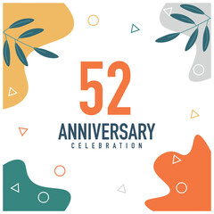 52nd anniversary celebration vector colorful design  on white background abstract illustration