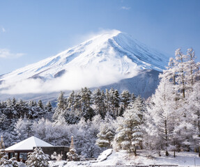 富士山と雪景色
