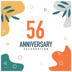 56th anniversary celebration vector colorful design  on white background abstract illustration
