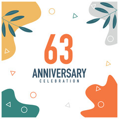 63rd anniversary celebration vector colorful design  on white background abstract illustration