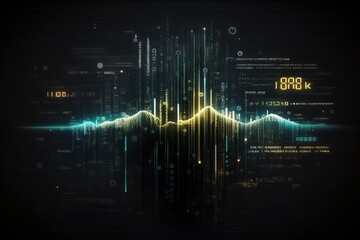 Rise and fall information chart. Statistics. Future technologies. Futuristic illustration. Generative art. Cyber style.