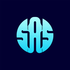 Initial Elegant Letter S A S Logo for your Company.Gradient Color Vector Template.