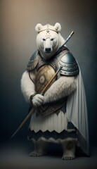 Majestic Animal polar bear Shogun in Samurai Armor: A Depiction of Japanese Culture, Armor, Feudal Japan, Bushido, Warrior, Castle, Shogun, Feudal Lord, Ronin (generative AI)
