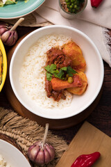 Beef stew estofado de carne Assorted food plates Peru traditional comfort food buffet table