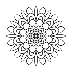 Easy Mandala Flower Design. Elegant Simple mandala page intricate lines patterns wall art, invitations, branding,  designs, basic mandalas Coloring Book, adults, seniors, beginners