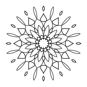 Easy Mandala Flower Design. Elegant Simple mandala page intricate lines patterns wall art, invitations, branding,  designs, basic mandalas Coloring Book, adults, seniors, beginners