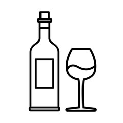 Simple And Clean Bottle And Glass Icon Outline Vector Illustration