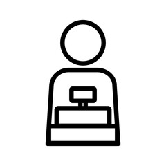Simple And Clean Cashier Icon Outline Vector Illustration