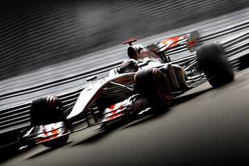 Photorealistic ai artwork of a concept race car with an open wheel design. Generative ai.