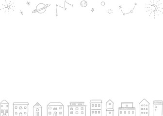 Obraz premium 家と星々のフレーム