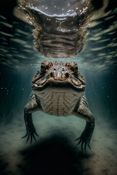 Photo portrait of a crocodile species underwater