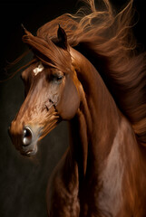 portrait photo of a chestnut colored horse